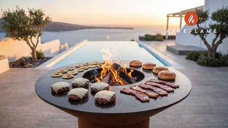Reverse Seared Elk Burgers (Vermont Style) cooking on an Arteflame grill