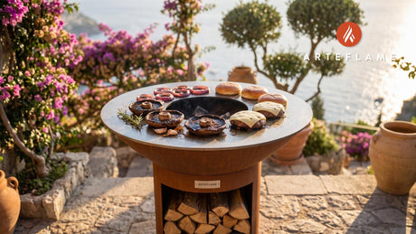 Grilled Portobello Burgers cooking on an Arteflame grill