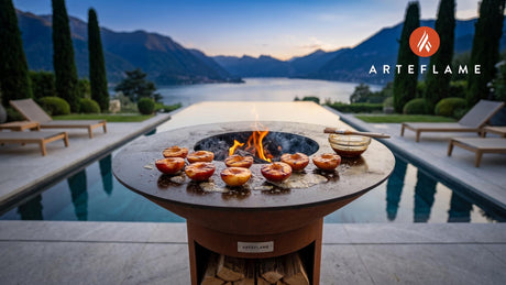 Grilled Peaches (Vermont Style) cooking on an Arteflame grill