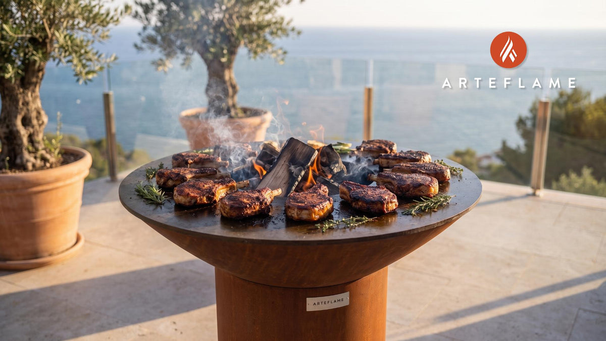 Hickory Smoked Pork Chops (Virginia Style) cooking on an Arteflame grill