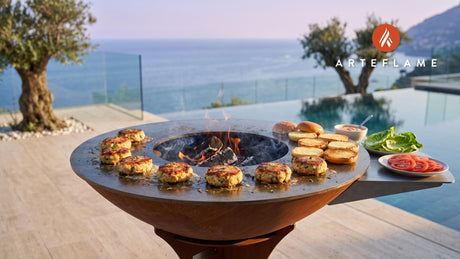 Seared Crab Cake Sliders (Virginia Style) cooking on an Arteflame grill
