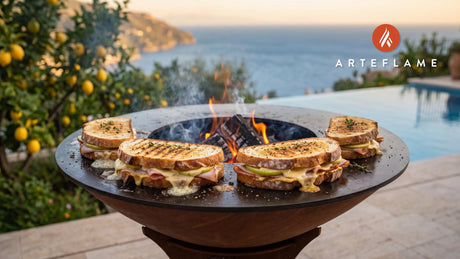 Grilled Ham & Apple Sandwich (Virginia Style) cooking on an Arteflame grill