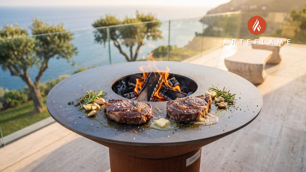 Dry-Brined Black Angus Steak (Virginia Style) cooking on an Arteflame grill