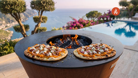 Grilled Sweet Potato & Pecan Flatbread (Virginia Style) cooking on an Arteflame grill