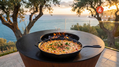 Grilled Pimento Cheese Dip (Virginia Style) cooking on an Arteflame grill
