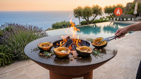 Roasted Acorn Squash (Virginia Style) cooking on an Arteflame grill