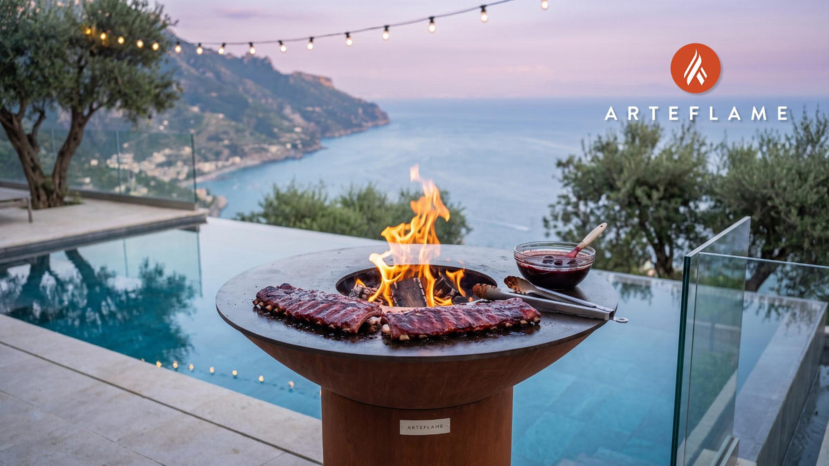 Rainier Cherry Glazed Ribs (Washington Style) cooking on an Arteflame grill