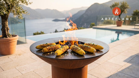 Charred Garlic Butter Corn (Washington Style) cooking on an Arteflame grill