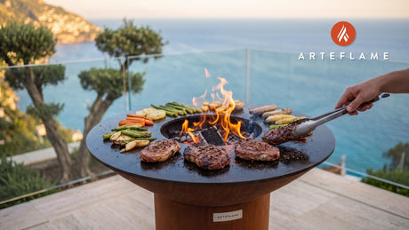 Spiced Grilled Venison Steaks (Washington Style) cooking on an Arteflame grill