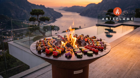 Grilled Veggie Skewers (Washington Style) cooking on an Arteflame grill
