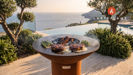 Applewood Smoked Bison Ribeye (Washington Style) cooking on an Arteflame grill
