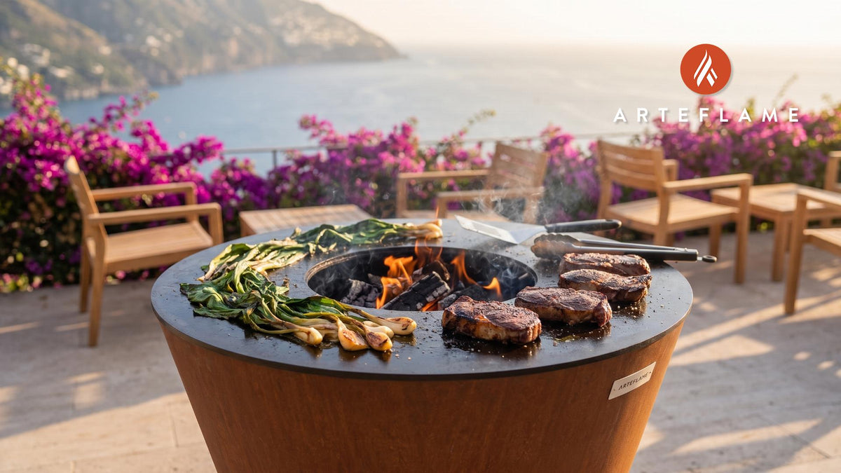 Seared Venison Steak with Ramp Marinade (West Virginia Style) cooking on an Arteflame grill