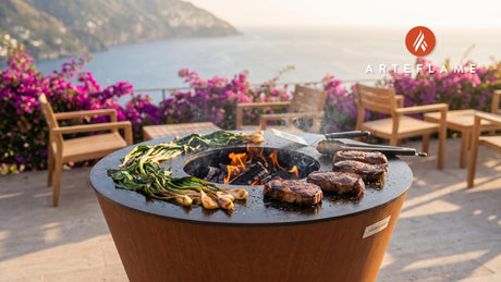 Seared Venison Steak with Ramp Marinade (West Virginia Style) cooking on an Arteflame grill