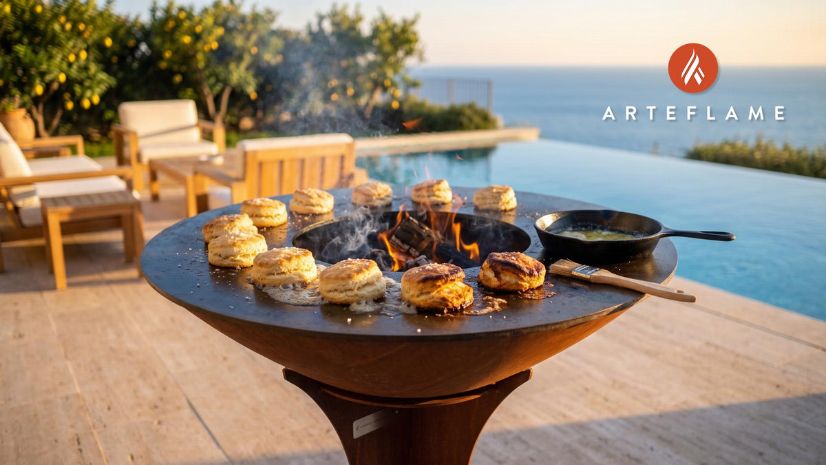 Honey Butter Grilled Biscuits (West Virginia Style) cooking on an Arteflame grill