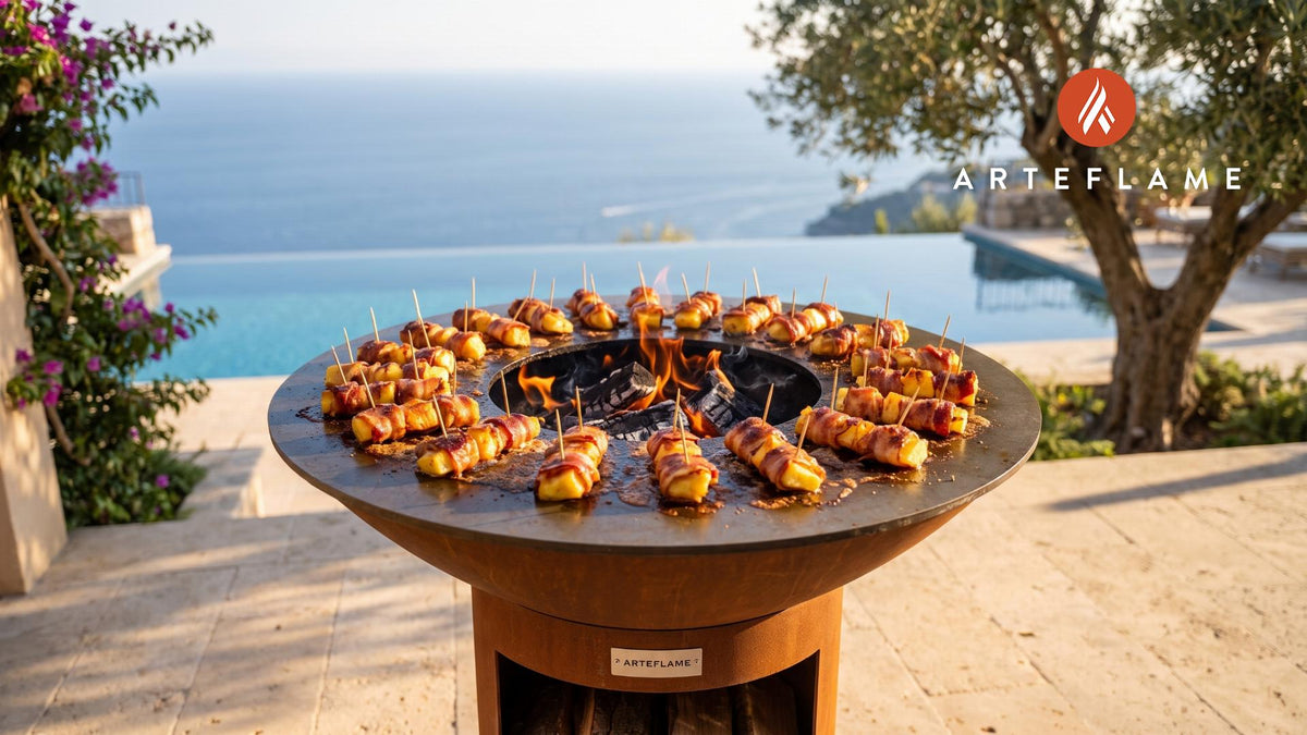 Maple Bacon Wrapped Pineapple (West Virginia Style) cooking on an Arteflame grill