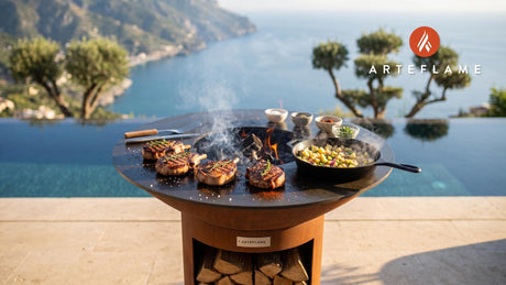Grilled Wild Boar Chops with Apple Relish (West Virginia Style) cooking on an Arteflame grill