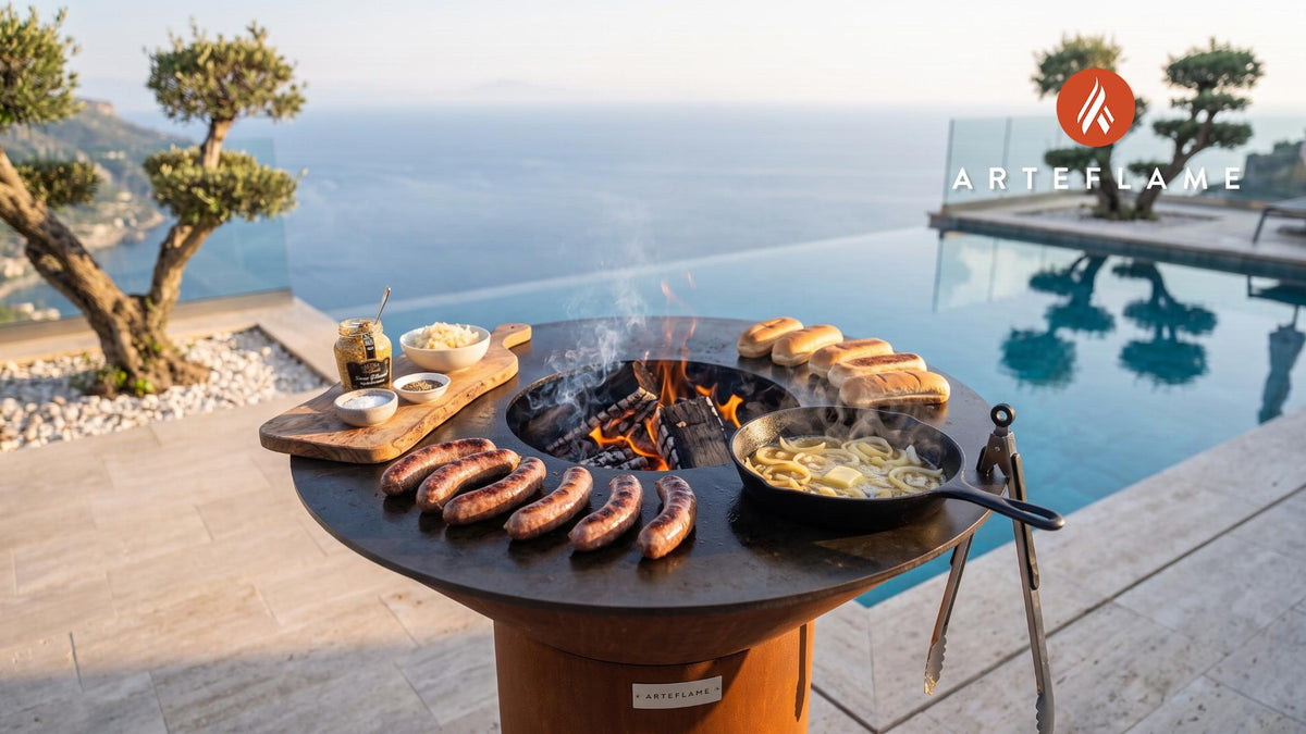 Smoked Venison Sausages (Wisconsin Style) cooking on an Arteflame grill
