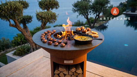 Grilled Brat Bites cooking on an Arteflame grill