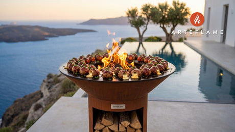 Cheese Stuffed Meatballs (Wisconsin BBQ Style) cooking on an Arteflame grill