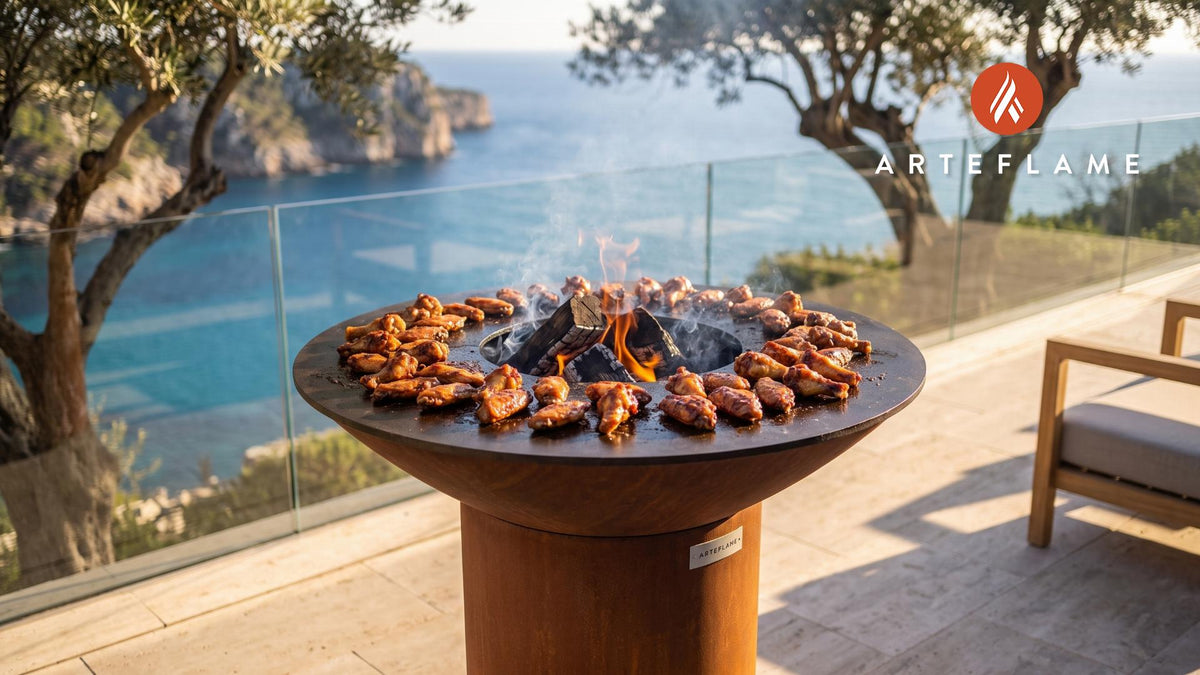 Maple Bourbon Grilled Wings (Wisconsin Style) cooking on an Arteflame grill