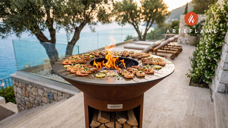 Garlic Butter Shrimp Skewers (Wisconsin Style) cooking on an Arteflame grill