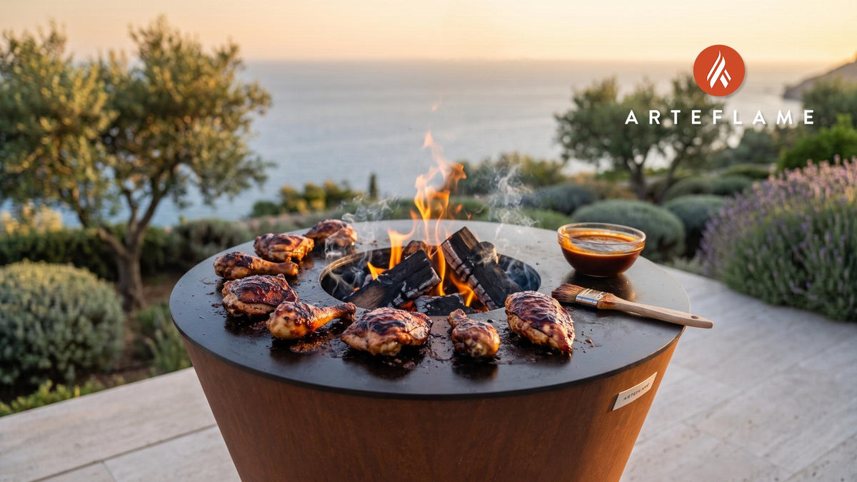 Grilled Barbecue Chicken (Wyoming Style) cooking on an Arteflame grill