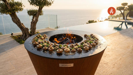 Garlic Parmesan Grilled Mushrooms (Wyoming Style) cooking on an Arteflame grill