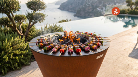Juicy Teriyaki Bison Skewers (Wyoming Style) cooking on an Arteflame grill