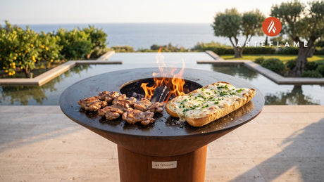 Grilled Chicken Alfredo Garlic Bread cooking on an Arteflame grill