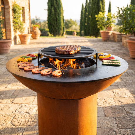 Arteflame wood-fired flat-top grill with round Corten steel base: Solo Stove Grill Grate Drawbacks