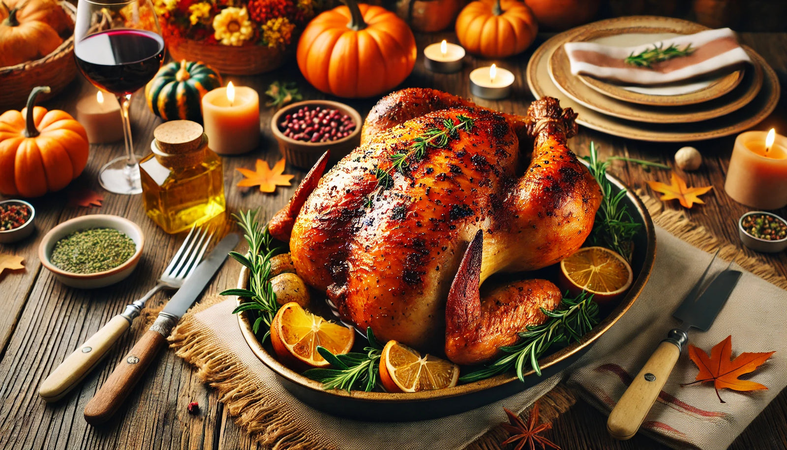 A juicy and flavorful rotisserie chicken with crispy skin, perfect for a Thanksgiving main dish on the Arteflame grill