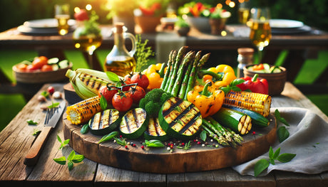 vibrant display of perfectly grilled vegetables.