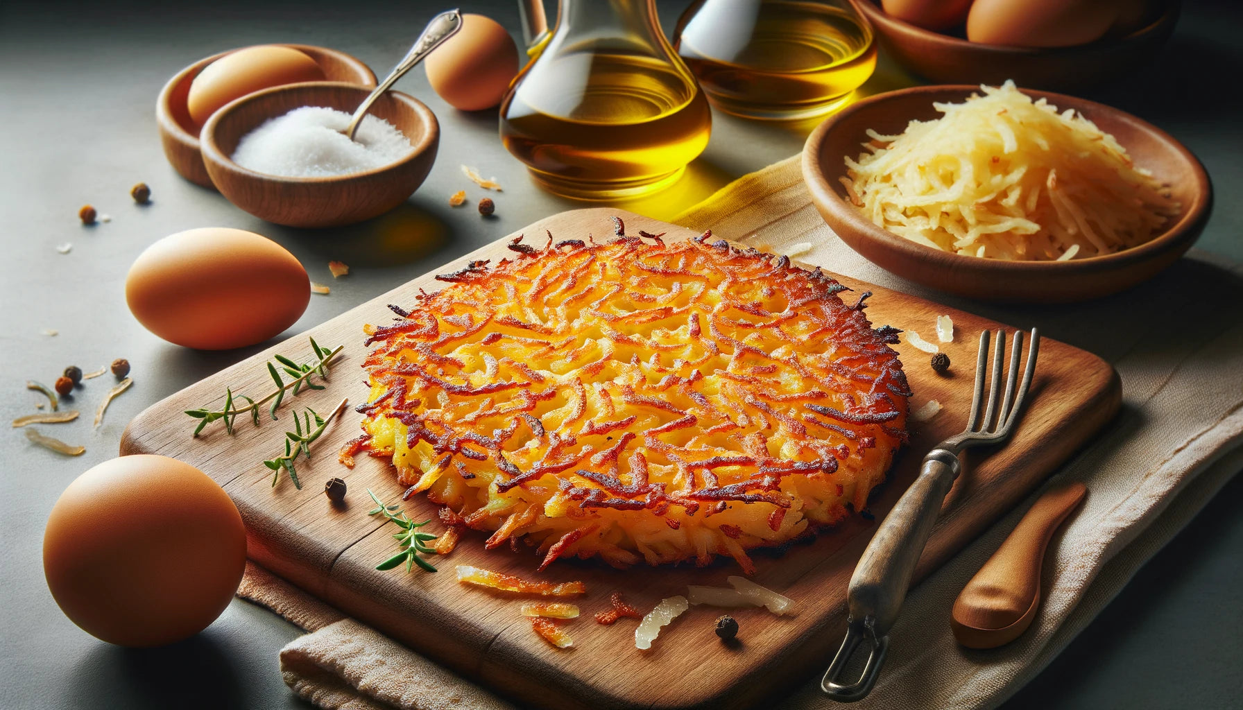 view of crispy, golden homemade hash browns, showcasing their perfect crust and golden color