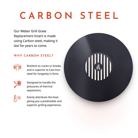 Why carbon steel: the Arteflame flat-top insert resists cracking, handles thermal expansion and distributes heat evenly