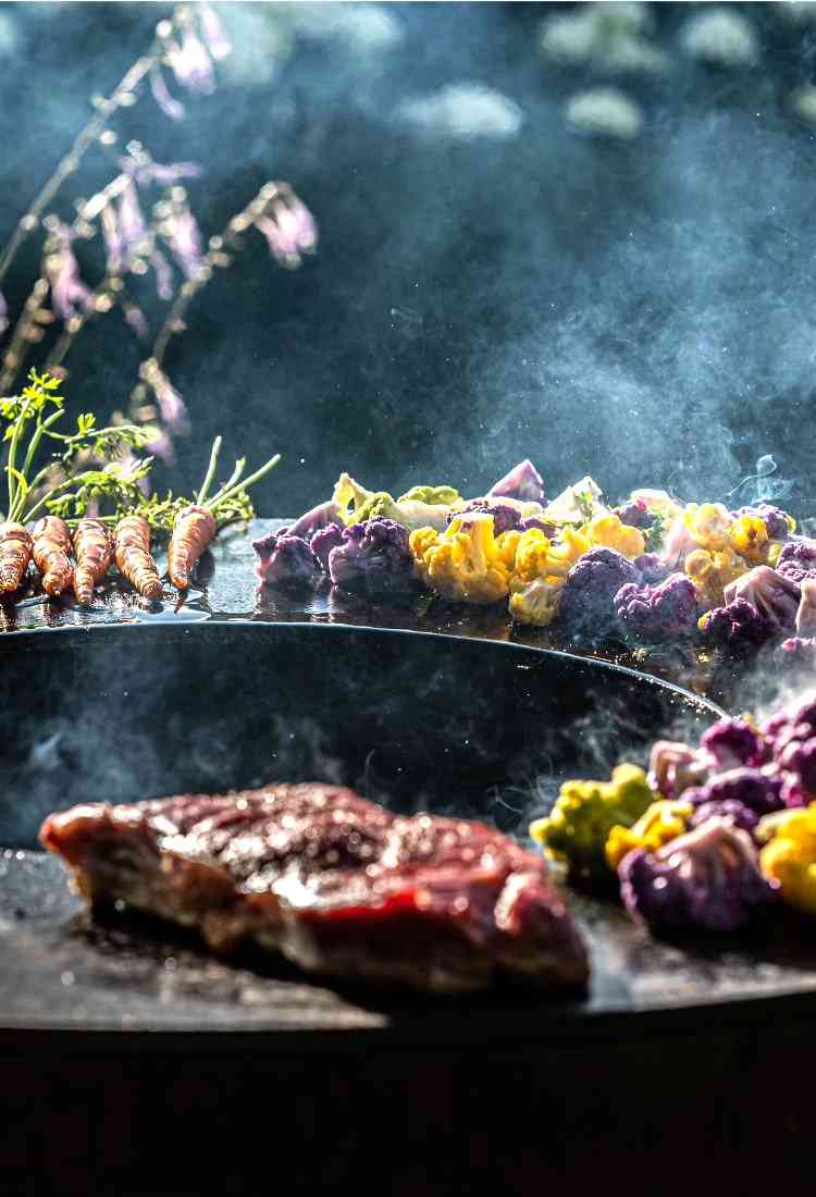 veggies and steaks on the Arteflame grill