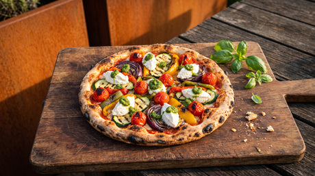 Grilled vegetable pizza with ricotta and pesto - Arteflame Pizza Oven Kit