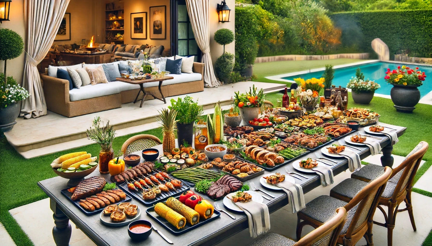 Table Full of Grilled Food