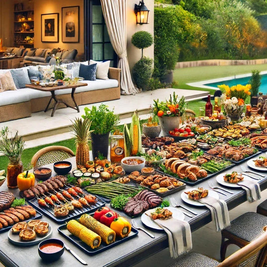 Table full of grilled food
