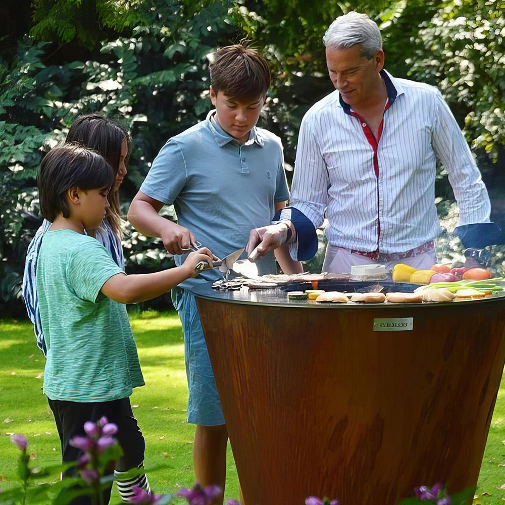 Arteflame One Series 40″ — XXL Flat-Top Charcoal Grill & Fire Bowl (Single-Piece CORTEN Body)